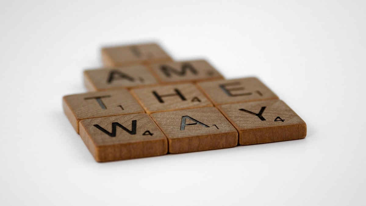 scrabble, scrabble pieces, lettering, letters, wood, scrabble tiles, white background, words, quote, letters, type, typography, design, layout, focus, bokeh, blur, photography, images, image, i am the way, jesus, john 14, bible, bible verse, new testament, promise, faith, christianity, christ, ethics, i am, jesus sayings, john's gospel, truth, authentic, authenticity, salvation, John 14:6, salvation, truth,